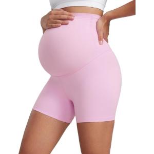 imageCRZ YOGA Womens Butterluxe Maternity Biker Shorts Over The Belly 4quot  Pregnancy Yoga Workout ActivewearVita Pink