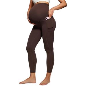 imageCRZ YOGA Womens Butterluxe Maternity Leggings with Pockets Over The Belly 25quot  Workout Active Yoga Pregnancy Pants SoftHot Fudge Brown
