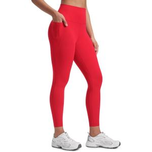 imageCRZ YOGA Womens Butterluxe Workout Leggings 25 Inches  High Waisted Gym Yoga Pants with Pockets Buttery SoftAurora Red
