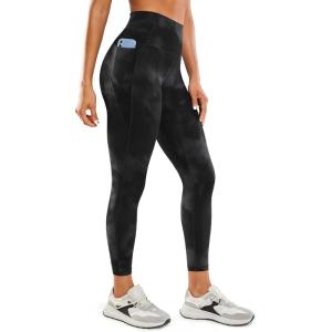 imageCRZ YOGA Womens Butterluxe Workout Leggings 25 Inches  High Waisted Gym Yoga Pants with Pockets Buttery SoftBlack Tie Dye Flowers