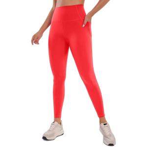 imageCRZ YOGA Womens Butterluxe Workout Leggings 25 Inches  High Waisted Gym Yoga Pants with Pockets Buttery SoftDeep Red