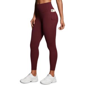 imageCRZ YOGA Womens Butterluxe Workout Leggings 25 Inches  High Waisted Gym Yoga Pants with Pockets Buttery SoftRed Merlot