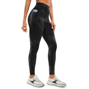 imageCRZ YOGA Womens Butterluxe Workout Leggings 28 Inches  High Waisted Gym Yoga Pants with Pockets Running Buttery SoftBlack Tie Dye Flowers