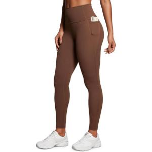 imageCRZ YOGA Womens Butterluxe Workout Leggings 28 Inches  High Waisted Gym Yoga Pants with Pockets Running Buttery SoftCoffee Brown