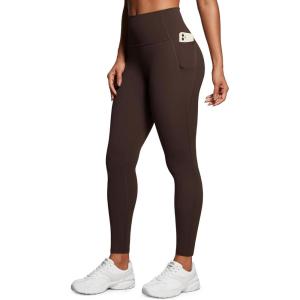 imageCRZ YOGA Womens Butterluxe Workout Leggings 28 Inches  High Waisted Gym Yoga Pants with Pockets Running Buttery SoftHot Fudge Brown