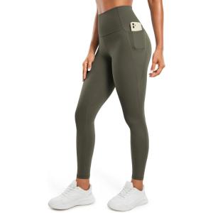 imageCRZ YOGA Womens Butterluxe Workout Leggings 28 Inches  High Waisted Gym Yoga Pants with Pockets Running Buttery SoftLight Army Green