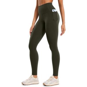 imageCRZ YOGA Womens Butterluxe Workout Leggings 28 Inches  High Waisted Gym Yoga Pants with Pockets Running Buttery SoftOlive Green