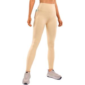imageCRZ YOGA Womens Butterluxe Workout Leggings 28 Inches  High Waisted Gym Yoga Pants with Pockets Running Buttery SoftTan Milkshake