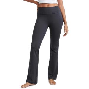 imageCRZ YOGA Womens Cloud Jersey Foldover Waist Flare Pants 31quot  Yoga High Waisted Bootcut Lounge CasualInk Gray