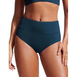 imageCRZ YOGA Womens High Waisted Bikini Bottom Full Coverage Tummy Control Bathing Suit Wide Waistband Swimsuit Swim BriefsInsignia Blue
