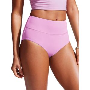 imageCRZ YOGA Womens High Waisted Bikini Bottom Full Coverage Tummy Control Bathing Suit Wide Waistband Swimsuit Swim BriefsVita Pink