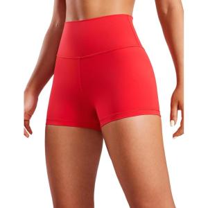 imageCRZ YOGA Womens Naked Feeling Biker Shorts  3 Inches High Waisted Yoga Workout Running SpandexDeep Red