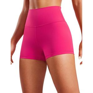 imageCRZ YOGA Womens Naked Feeling Biker Shorts  3 Inches High Waisted Yoga Workout Running SpandexGranita Pink