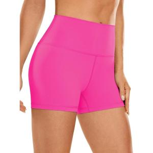imageCRZ YOGA Womens Naked Feeling Biker Shorts  3 Inches High Waisted Yoga Workout Running SpandexHibiscus Purple