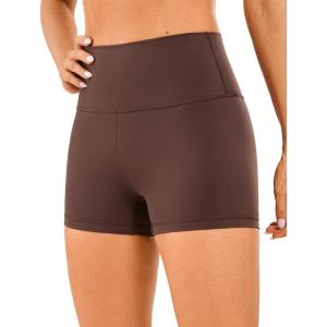 imageCRZ YOGA Womens Naked Feeling Biker Shorts  3 Inches High Waisted Yoga Workout Running SpandexTaupe