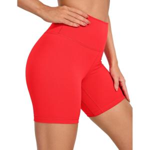imageCRZ YOGA Womens Naked Feeling Biker Shorts  6 Inches High Waist Yoga Workout Running Gym SpandexDeep Red