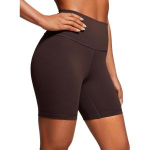 imageCRZ YOGA Womens Naked Feeling Biker Shorts  6 Inches High Waist Yoga Workout Running Gym SpandexHot Fudge Brown