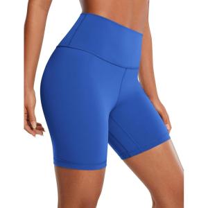imageCRZ YOGA Womens Naked Feeling Biker Shorts  6 Inches High Waist Yoga Workout Running Gym SpandexWaves Blue