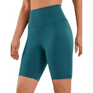 imageCRZ YOGA Womens Naked Feeling Biker Shorts  8 Inches High Waisted Yoga Workout Gym Running SpandexBorealis Green