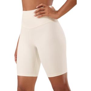 imageCRZ YOGA Womens Naked Feeling Biker Shorts  8 Inches High Waisted Yoga Workout Gym Running SpandexWhite Apricot