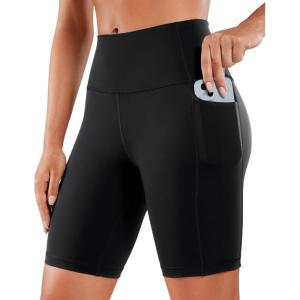 imageCRZ YOGA Womens Naked Feeling Biker Shorts with Pockets 8  High Waisted Yoga Gym Workout SpandexBlack