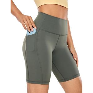 imageCRZ YOGA Womens Naked Feeling Biker Shorts with Pockets 8  High Waisted Yoga Gym Workout SpandexGrey Sage