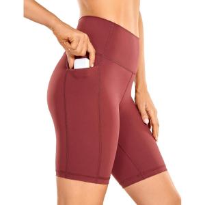imageCRZ YOGA Womens Naked Feeling Biker Shorts with Pockets 8  High Waisted Yoga Gym Workout SpandexSavannah