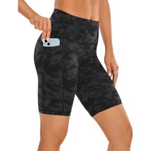 imageCRZ YOGA Womens Naked Feeling Biker Shorts with Pockets 8  High Waisted Yoga Gym Workout SpandexTie Dye Smoke Ink