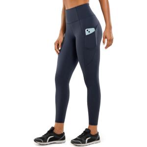 imageCRZ YOGA Womens Naked Feeling Workout Leggings 25 Inches  High Waisted Yoga Pants with Side Pockets Running TightsNavy