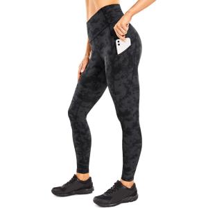 imageCRZ YOGA Womens Naked Feeling Workout Leggings 25 Inches  High Waisted Yoga Pants with Side Pockets Running TightsTie Dye Smoke Ink