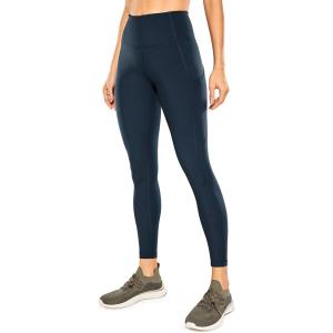 imageCRZ YOGA Womens Naked Feeling Workout Leggings 25 Inches  High Waisted Yoga Pants with Side Pockets Running TightsTrue Navy
