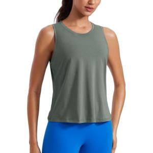 imageCRZ YOGA Womens Pima Cotton Sleeveless Loose Tank Tops Exercise Gym Yoga Tops Athletic ShirtsGrey Sage