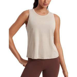 imageCRZ YOGA Womens Pima Cotton Sleeveless Loose Tank Tops Exercise Gym Yoga Tops Athletic ShirtsMojave Tan