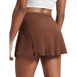 imageCRZ YOGA Womens Quick Dry Pleated Tennis Skirts Mid Waisted Cute Athletic Workout Running Sports Golf Skorts VolleyballCoffee Brown