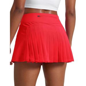 imageCRZ YOGA Womens Quick Dry Pleated Tennis Skirts Mid Waisted Cute Athletic Workout Running Sports Golf Skorts VolleyballDeep Red