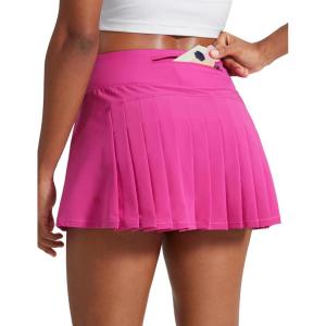 imageCRZ YOGA Womens Quick Dry Pleated Tennis Skirts Mid Waisted Cute Athletic Workout Running Sports Golf Skorts VolleyballHibiscus Purple