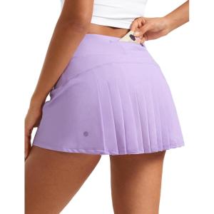 imageCRZ YOGA Womens Quick Dry Pleated Tennis Skirts Mid Waisted Cute Athletic Workout Running Sports Golf Skorts VolleyballLilac
