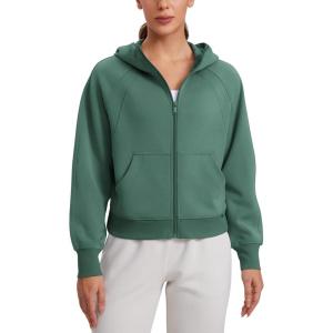 imageCRZ YOGA Womens SoftAura Full Zip Up Hoodie Workout Casual Hooded Sweatshirt Long Sleeve Athletic JacketDark Forest Green
