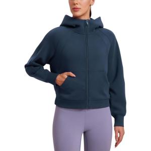 imageCRZ YOGA Womens SoftAura Full Zip Up Hoodie Workout Casual Hooded Sweatshirt Long Sleeve Athletic JacketInk Blue
