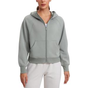 imageCRZ YOGA Womens SoftAura Full Zip Up Hoodie Workout Casual Hooded Sweatshirt Long Sleeve Athletic JacketSterling