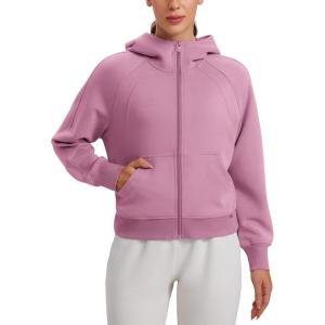 imageCRZ YOGA Womens SoftAura Full Zip Up Hoodie Workout Casual Hooded Sweatshirt Long Sleeve Athletic JacketVelvet Dust
