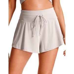imageCRZ YOGA Womens Swim Board Shorts High Waisted Flowy Beach Skirt Skorts Bathing Swimsuit Bottoms with LinerMilky White Bone