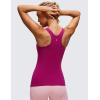 imageCRZ YOGA Butterluxe Womens Racerback High Neck Tank Top  with Built in Bra Workout Padded Yoga Athletic CamisoleMagenta Purple