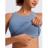 imageCRZ YOGA Butterluxe Womens Racerback High Neck Tank Top  with Built in Bra Workout Padded Yoga Athletic CamisoleOasis Blue