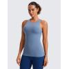 imageCRZ YOGA Butterluxe Womens Racerback High Neck Tank Top  with Built in Bra Workout Padded Yoga Athletic CamisoleOasis Blue