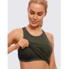 imageCRZ YOGA Butterluxe Womens Racerback High Neck Tank Top  with Built in Bra Workout Padded Yoga Athletic CamisoleOlive Green