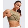 imageCRZ YOGA Butterluxe Womens Racerback High Neck Tank Top  with Built in Bra Workout Padded Yoga Athletic CamisoleSoul Brown