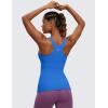 imageCRZ YOGA Butterluxe Womens Racerback High Neck Tank Top  with Built in Bra Workout Padded Yoga Athletic CamisoleSparkle Blue