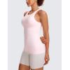 imageCRZ YOGA Butterluxe Womens Racerback High Neck Tank Top  with Built in Bra Workout Padded Yoga Athletic CamisoleStrawberry Pink