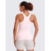 imageCRZ YOGA Butterluxe Womens Racerback High Neck Tank Top  with Built in Bra Workout Padded Yoga Athletic CamisoleStrawberry Pink